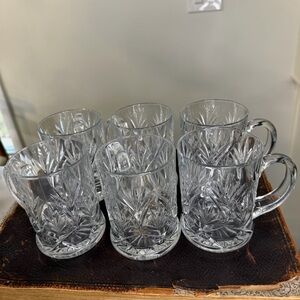 VTG Paul Sebastian Elegant glass Clear Glass Mug Set of 6